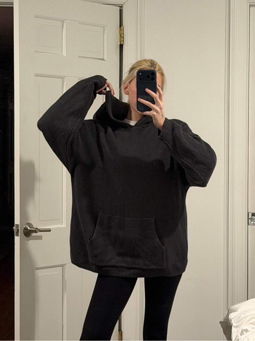 Zara Grey knit oversized hoodie